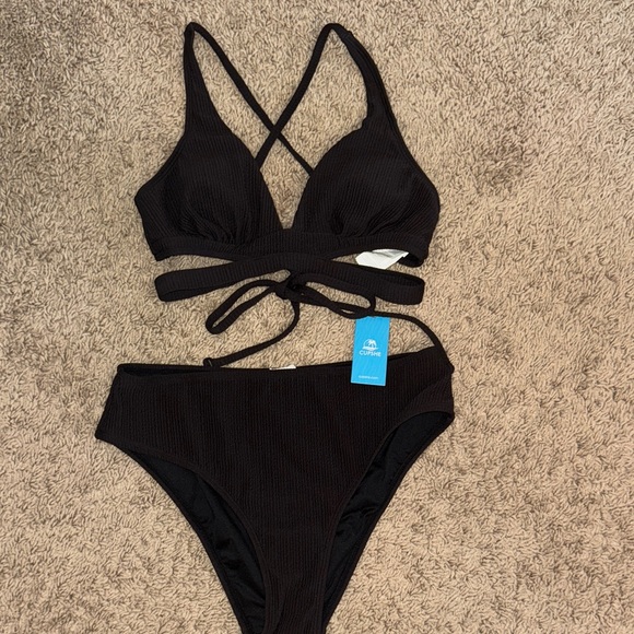 Cupshe Other - Cupshe Chocolate Brown Ribbed Bikini size S NWT